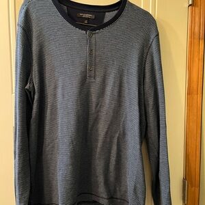 Banana Republic Navy Striped Long Sleeve Henley